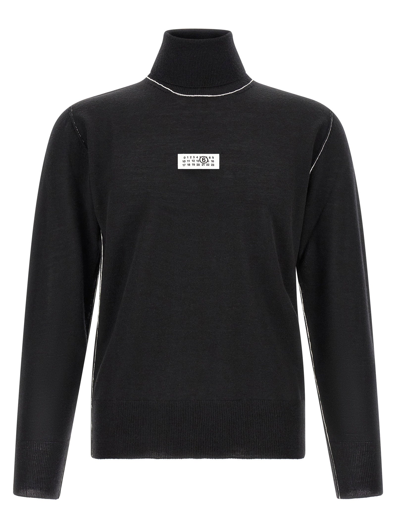 Mm6 Maison Margiela Virgin Wool Blend Turtleneck Sweater — Black
