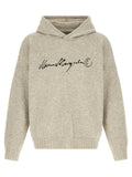 Mm6 Maison Margiela Logo-Embroidered Wool Blend Hoodie — beige