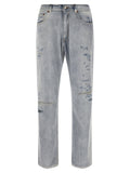 Mm6 Maison Margiela Distressed Stone-Washed Denim Jeans — Gray