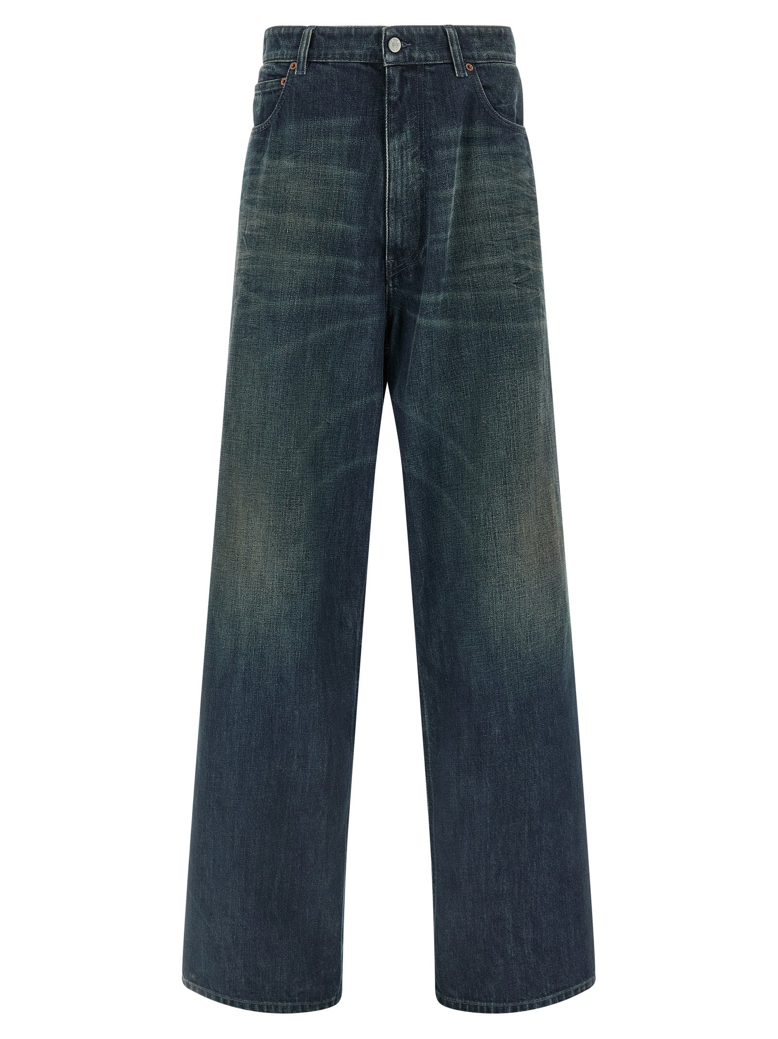 Mm6 Maison Margiela Stone-Washed Rigid Cotton Jeans — Indigo