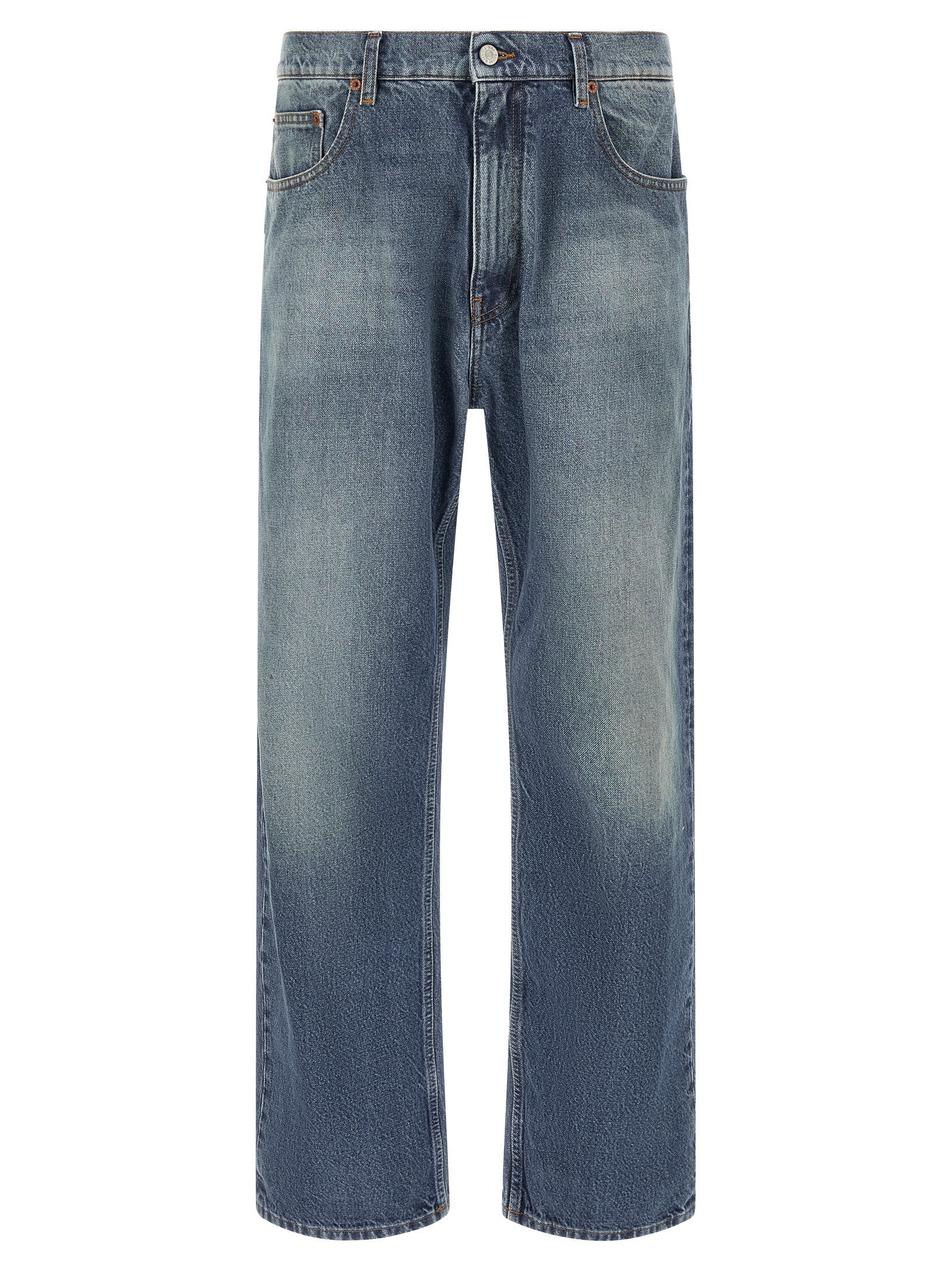 Mm6 Maison Margiela Medium Blue Wash Straight-Leg Jeans — Blue