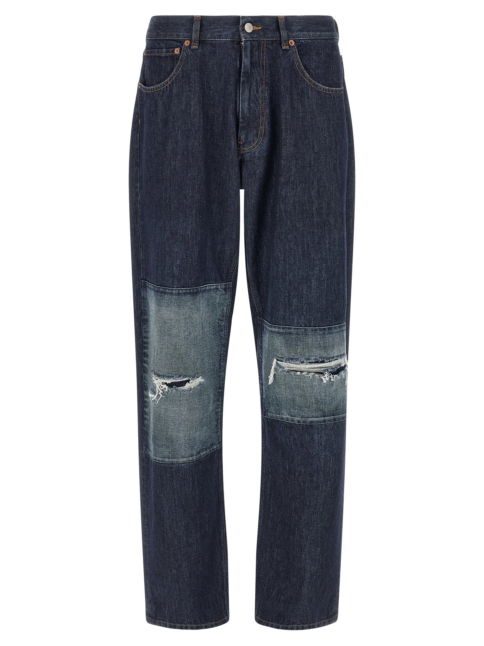 Mm6 Maison Margiela Patchwork Insert Jeans — Indigo