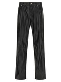 Mm6 Maison Margiela Leather-Effect Five-Pocket Trousers — Black