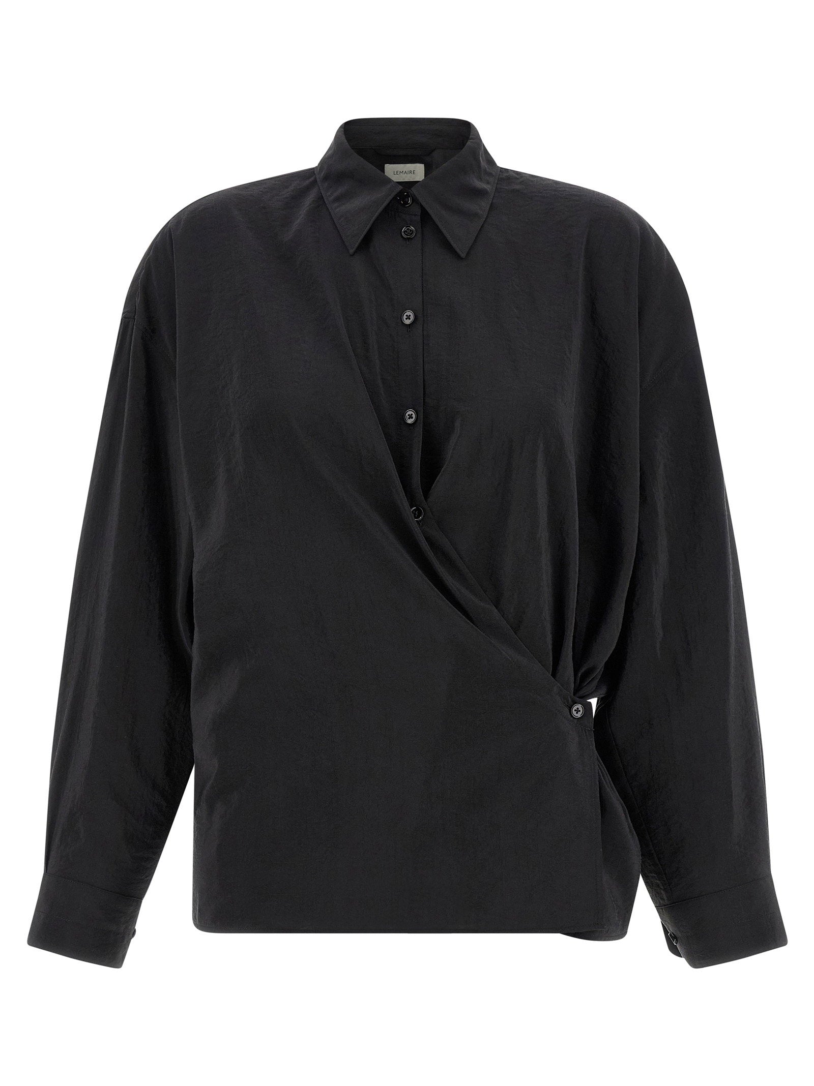 Lemaire Twisted Silk Shirt — Black