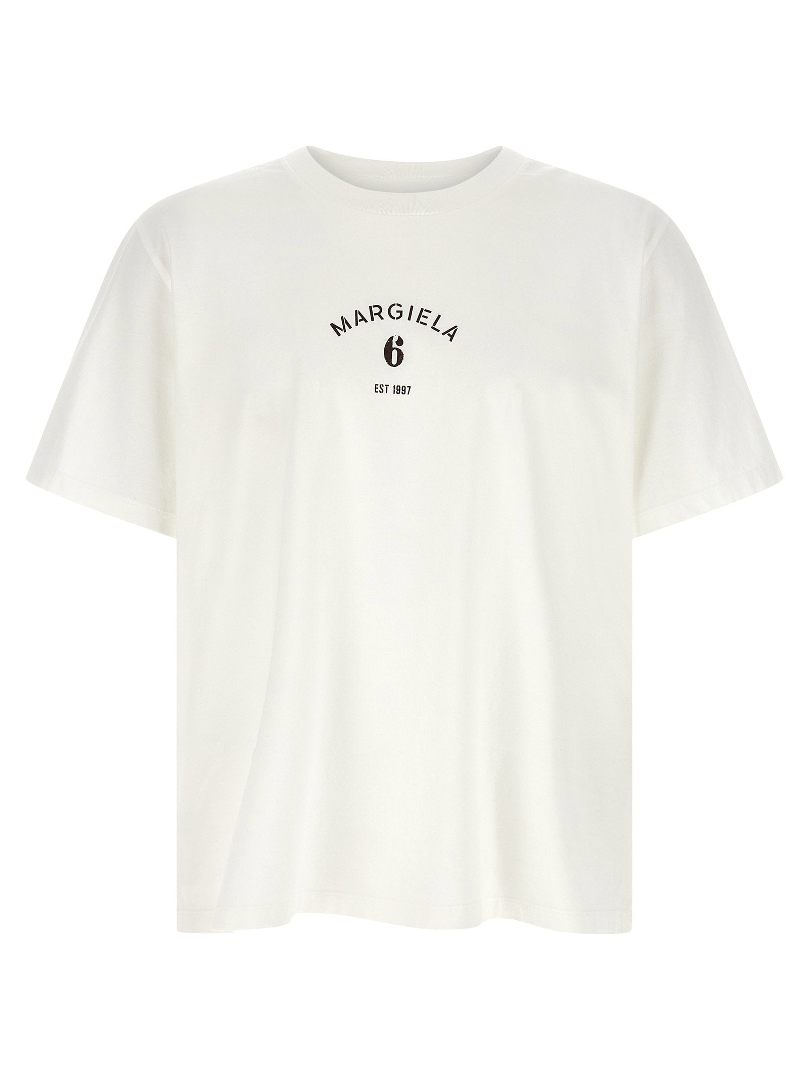 Mm6 Maison Margiela Logo-Printed Cotton Jersey T-Shirt — White