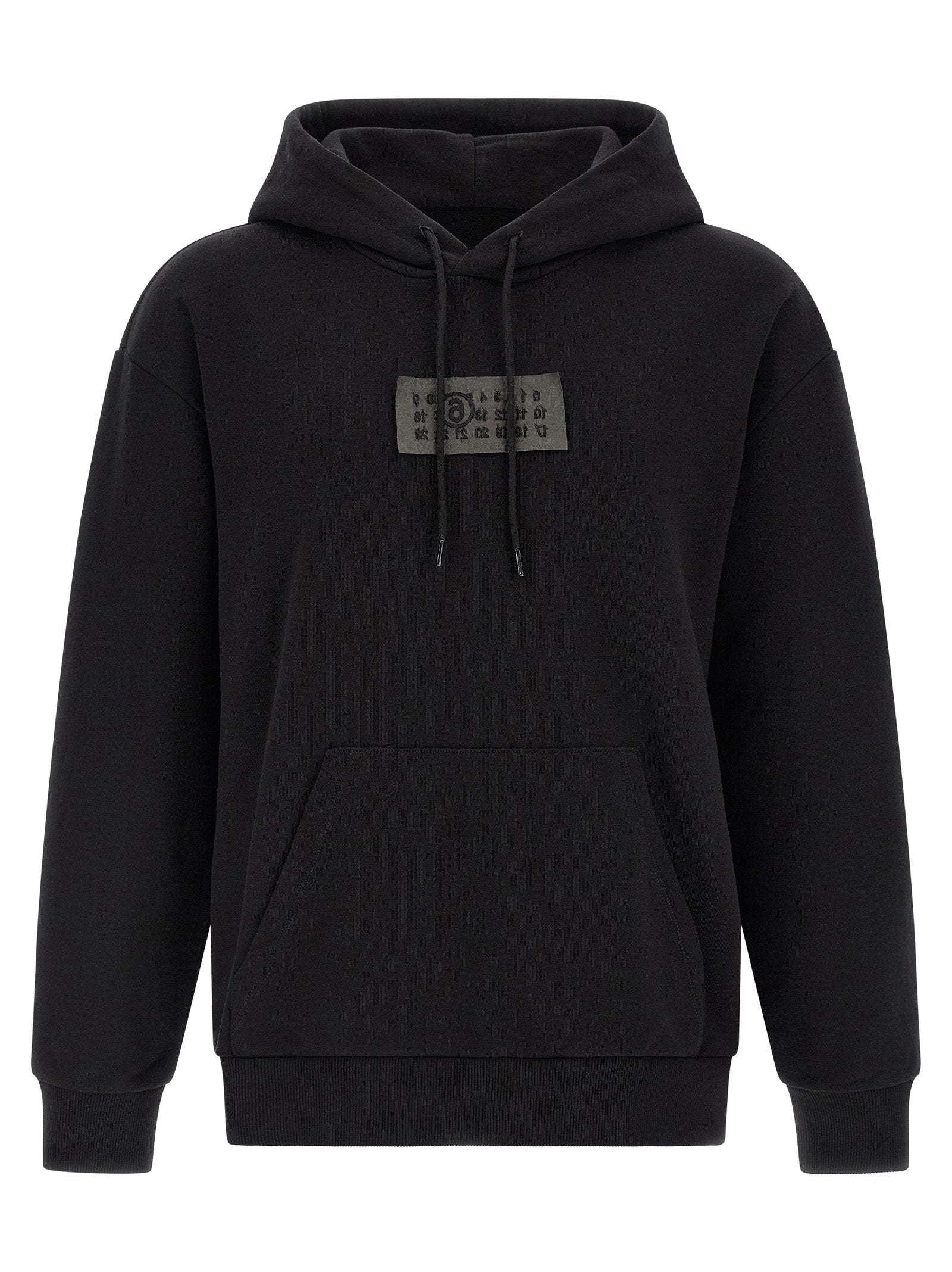 Mm6 Maison Margiela Logo-Patch Cotton Hoodie — Black