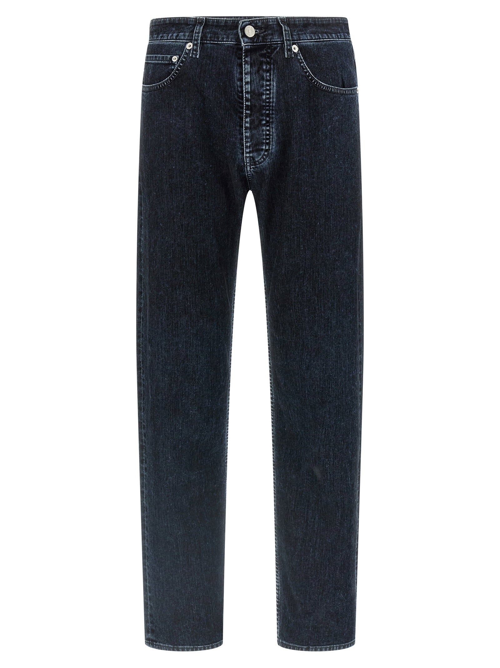 Mm6 Maison Margiela Used-Wash Straight-Leg Jeans — Dark Blue