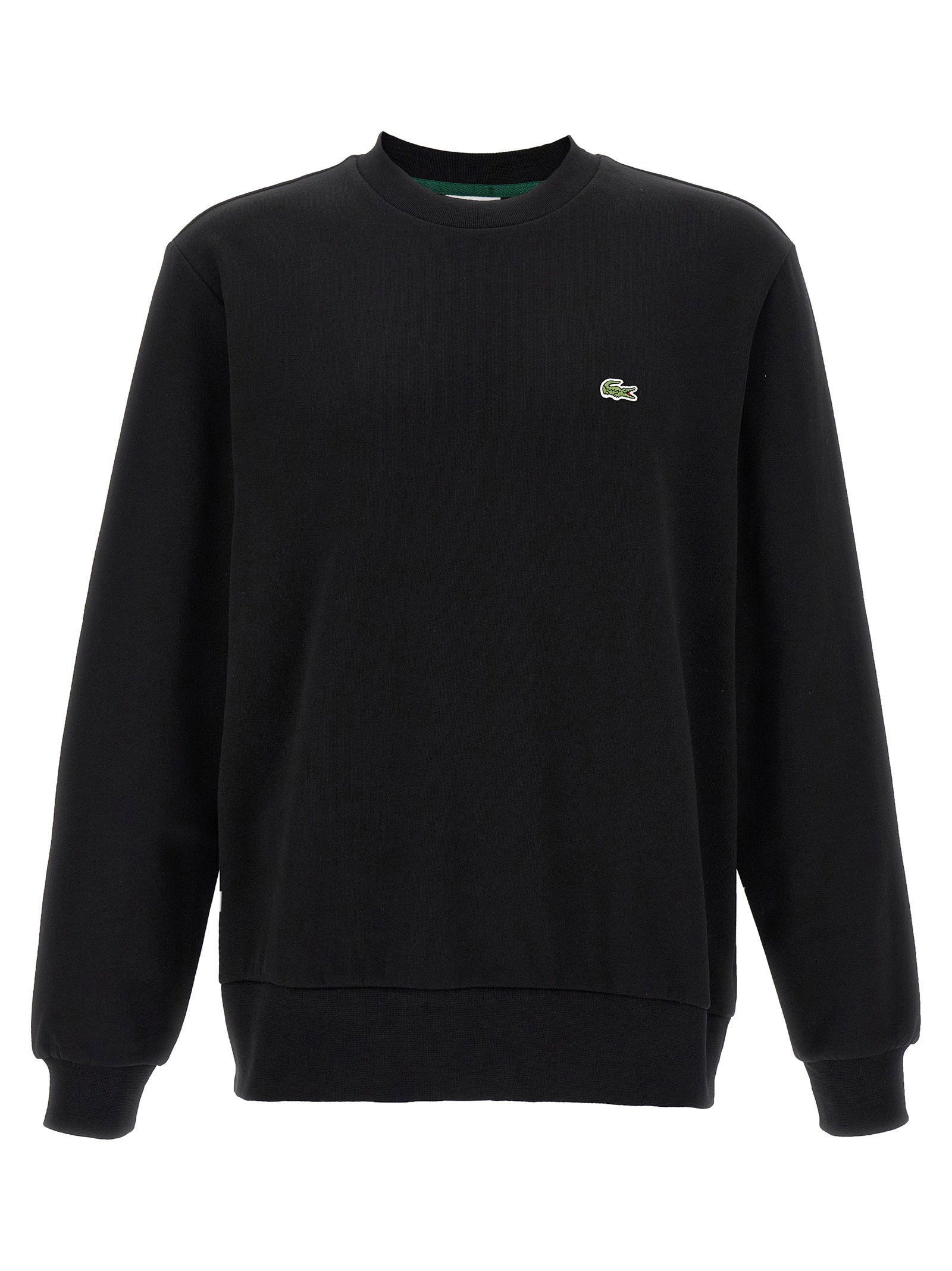 Lacoste Logo-Patch Fleece Sweatshirt — Black