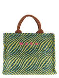 Marni Woven Raffia Handbag — Yellow