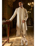 Nude Geometric Sherwani Set By KYNAH, Luxury Indian Fashion & Bridal Wear