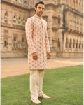 Powder Peach Dori Sherwani Set By KYNAH, Luxury Indian Fashion & Bridal Wear