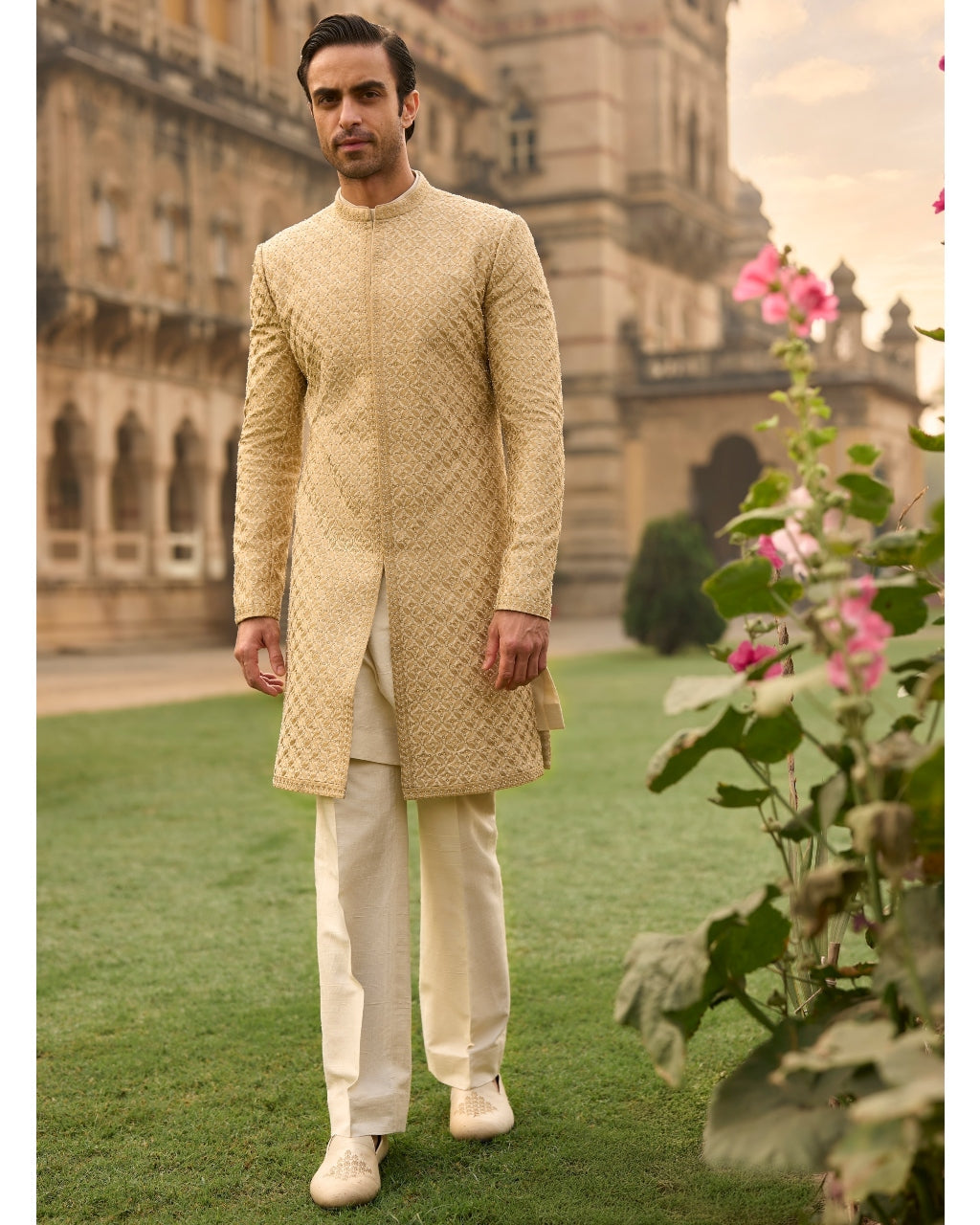 Ivory Gold Sherwani Set By KYNAH, Luxury Indian Fashion & Bridal Wear