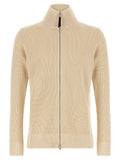 Maison Margiela Ribbed Wool-Cotton Knit Cardigan — Beige