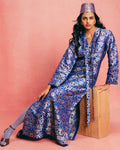 Handwoven Royal Blue Banarasi Kaftan By KYNAH, Luxury Indian Fashion & Bridal Wear