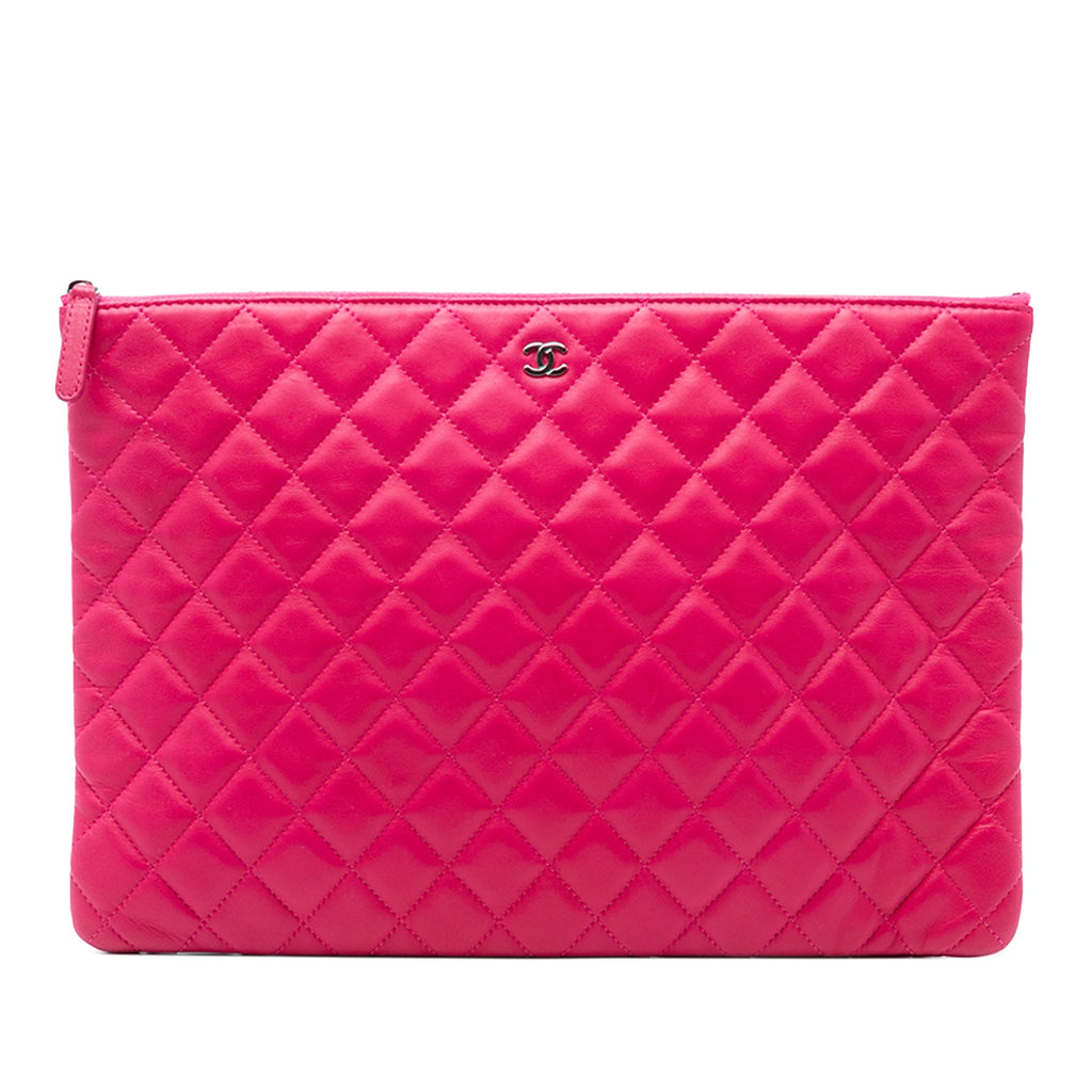 Large Quilted Lambskin O Case Clutch