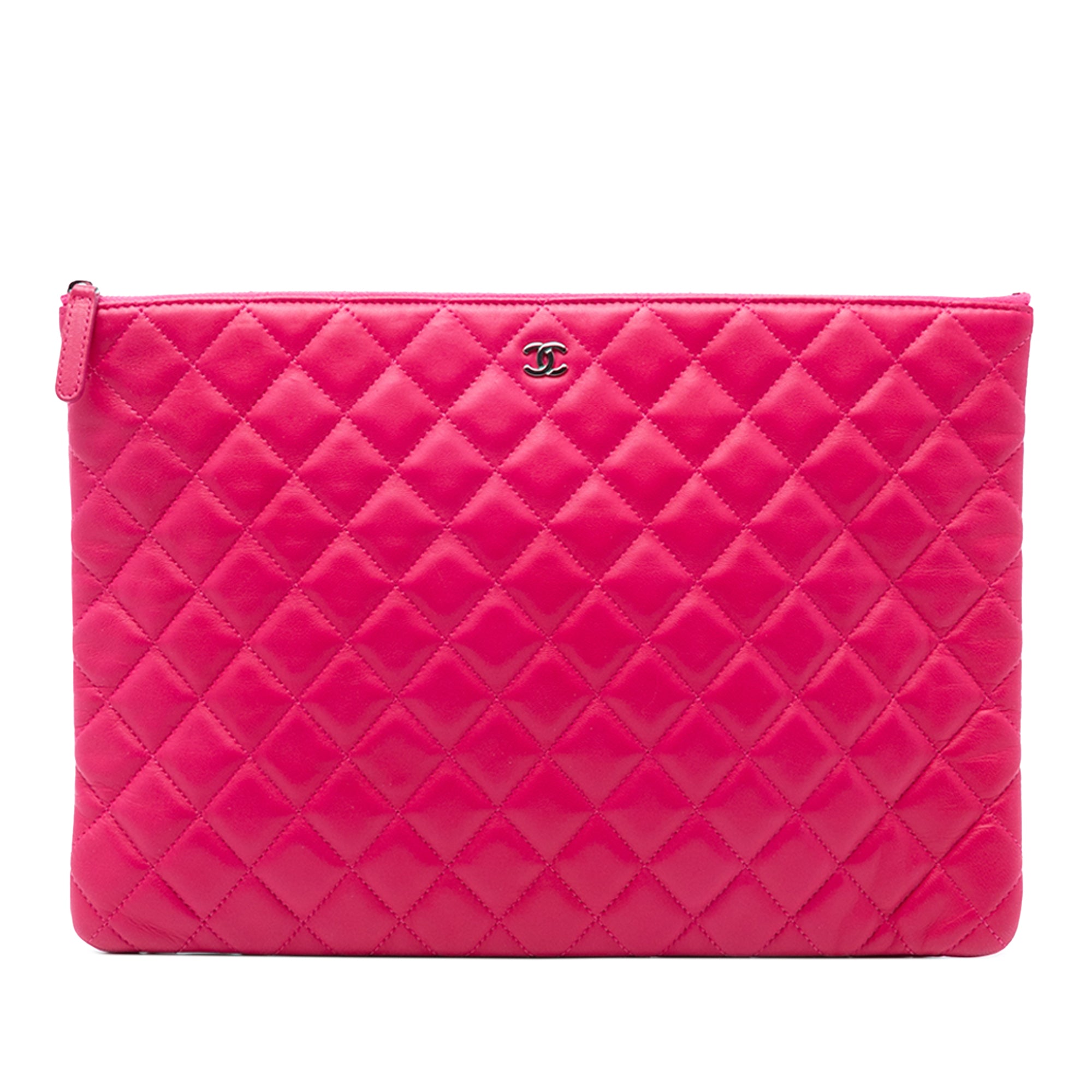 Large Quilted Lambskin O Case Clutch