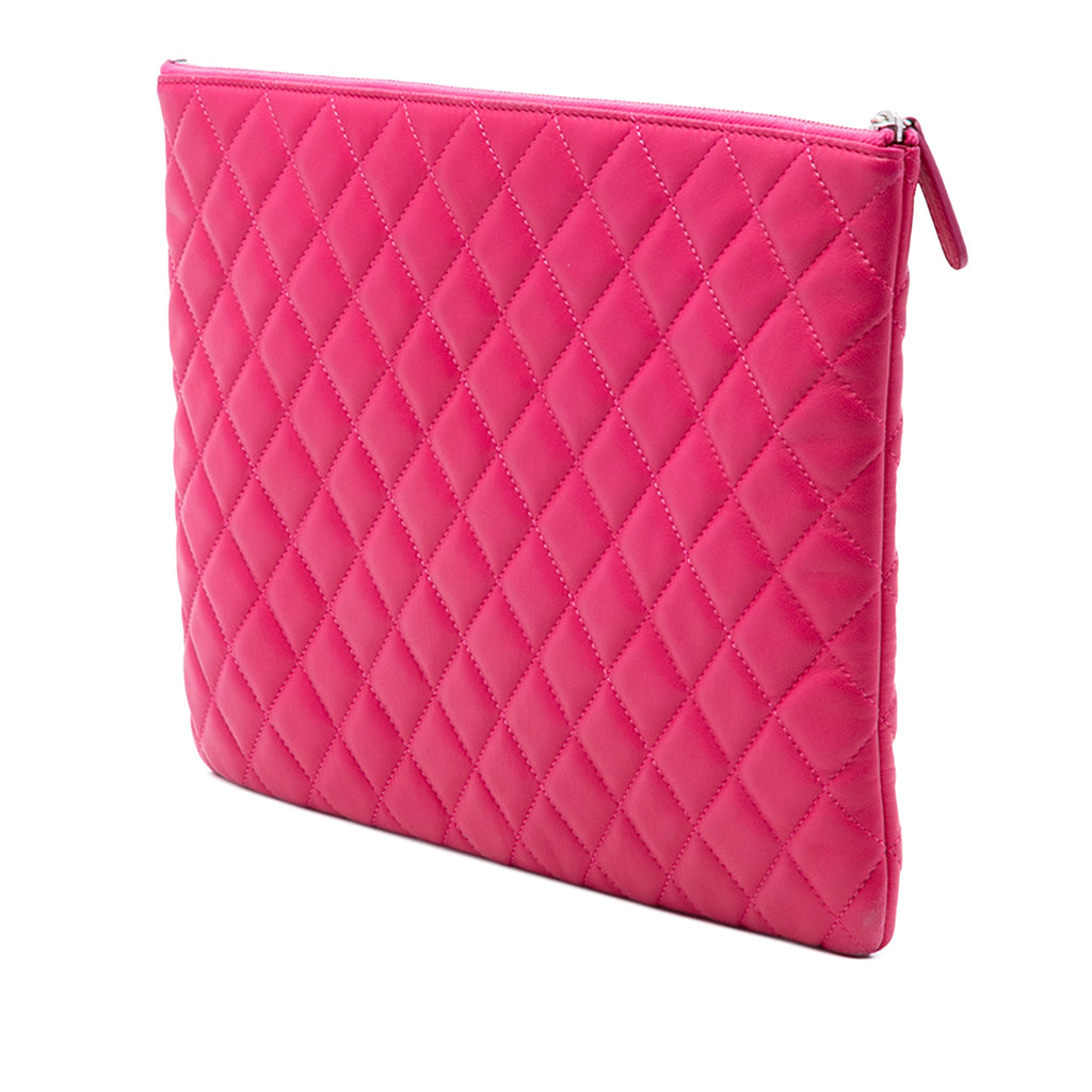 Large Quilted Lambskin O Case Clutch