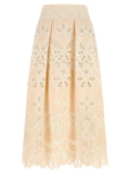 Elie Saab Carving Embroidery Skirt — Cream