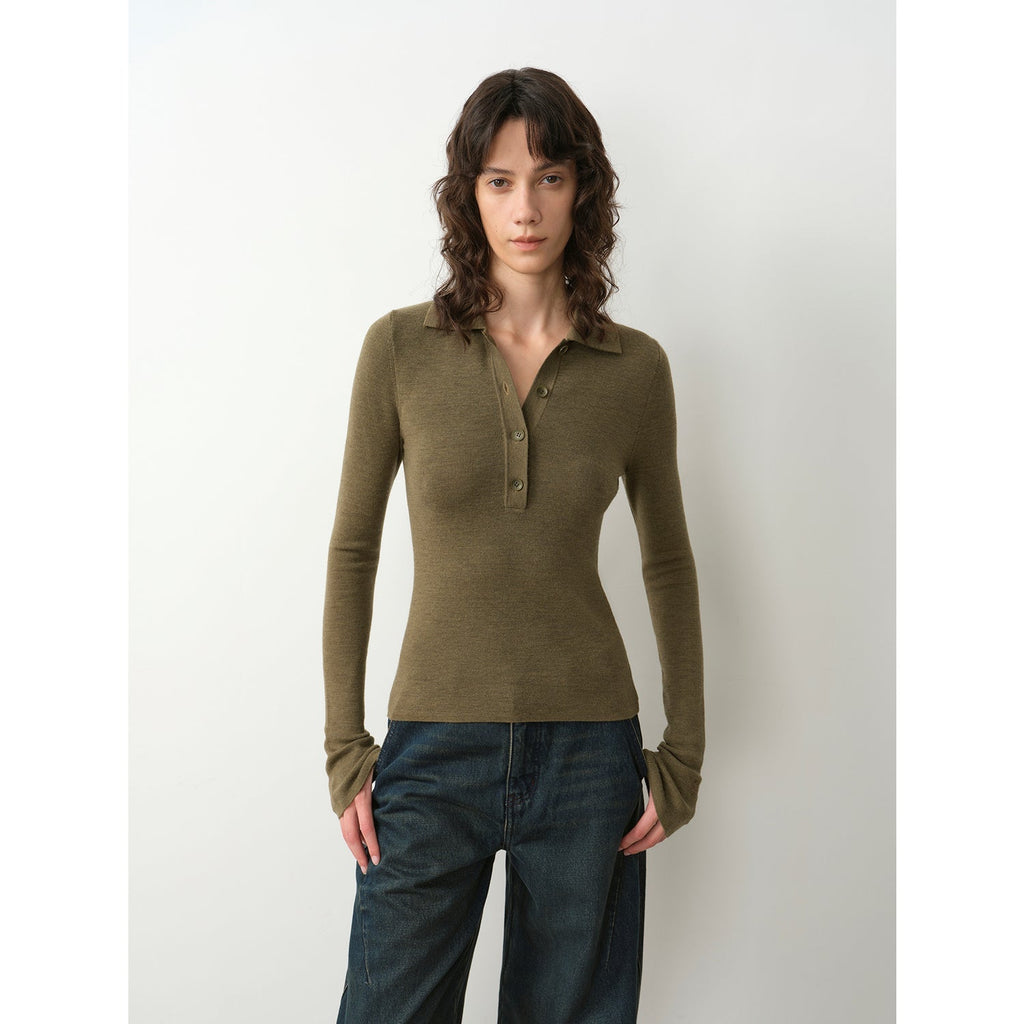 Effortless KnitImported Yangtze 2S 30-Count Merino Wool Polo Neck Sweater for Autumn/Winter