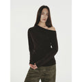 Fashionable Street Off-shoulder Slim Fit Lyocell Tencel Wool Long Sleeve T-shirt