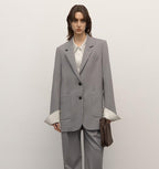 Heavy fine twill worsted wool, asymmetrical collar design, basic classic two-button suit