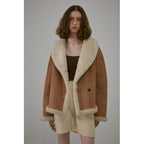 Bella Poetry Reversible Artificial Compound Leather Shearling Short Jacket