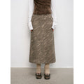 Thousand Layers of Echoes Chenille Original Print Camouflage Retro Distressed Straight Mid-Waist Skirt