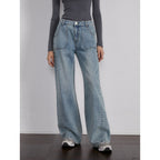 Fine Sand Coast deconstructed straight-leg slightly flared wide-leg loose casual jeans for women