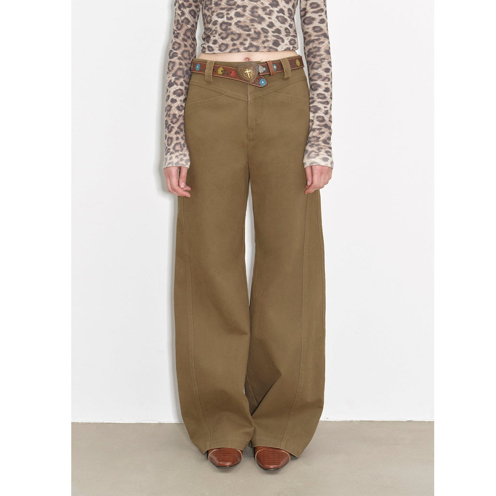 Street Step Retro distressed casual style straight slant pocket casual scimitar bloomers