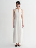 Micro-cocoon-shaped I-shaped pleated V-neck commuting slim-fitting split vest dress for women