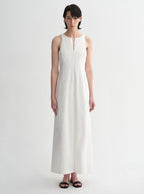 Micro-cocoon-shaped I-shaped pleated V-neck commuting slim-fitting split vest dress for women