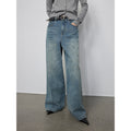90 Street Retro Washed Distressed Straight Leg Wide Leg Low Crotch Jeans Women's Loose Pants