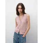 Stacking Rehearsal Fashionable vintage style layering artifact wool blend dotted V-neck knitted vest for autumn