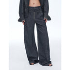 Berlin Street old money style linen material stand-up silhouette double waist scimitar casual trousers spring