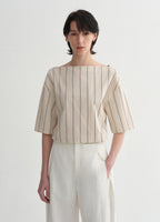 High-intelligence, relaxed, simple, high-quality, long-staple cotton, short-sleeved shirt for women