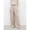 City Stroll casual and relaxed wool-blend double-pleated straight draped wide-leg casual trousers for autumn
