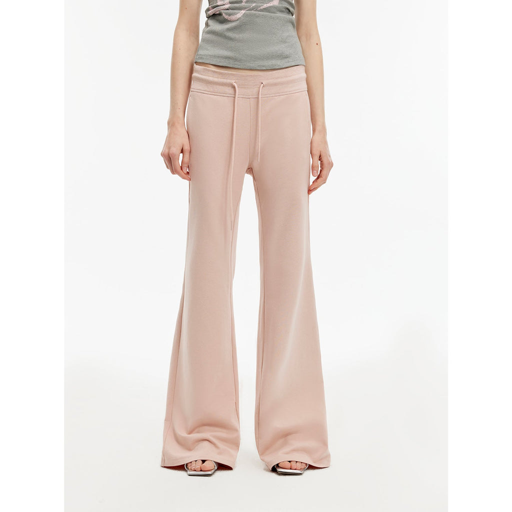 American High Street air-spun OE cotton fashionable low-rise fit wide waist drawstring flared pants