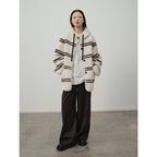 Snowy New Year Merino Sheepskin Lamb Wool Striped Jacket