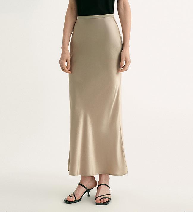 Extremely luxurious American EASTMAN acetate glossy bias-cut elegant slim fishtail skirt