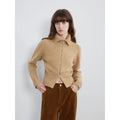 Autumn Breeze Tea colorful dotted wool-blend double-zip knitted cardigan short stand-up collar sweater