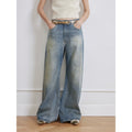 Magic Dream Retro Modern Washed Chicken Claw Wrinkled Jeans Women's Spacious Straight Wide Leg Pants