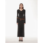 Kalle Morning fashionable fermented washed distressed raw edge V-neck waist dress for women