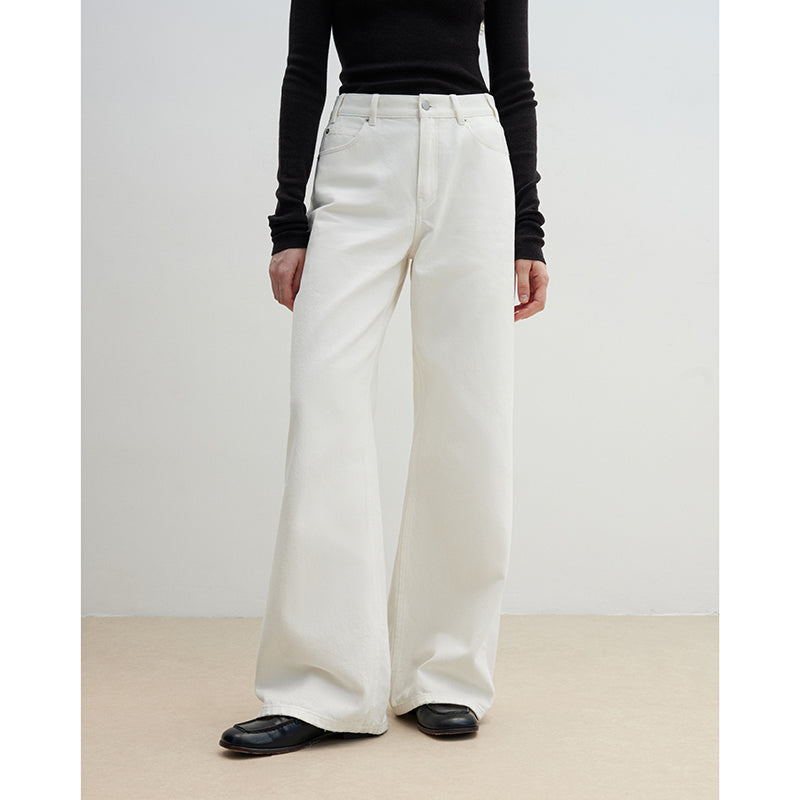 Mint Flavor High Waist Wide Leg Loose Washed Jeans Women