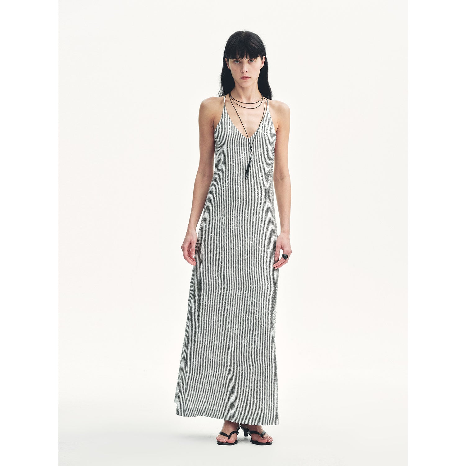 Galaxy Trace Linen Sequin Embroidery Dress Summer