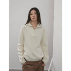 Moonlight Farm Merino wool lazy loose pullover sweater women's zipper turtleneck sweater