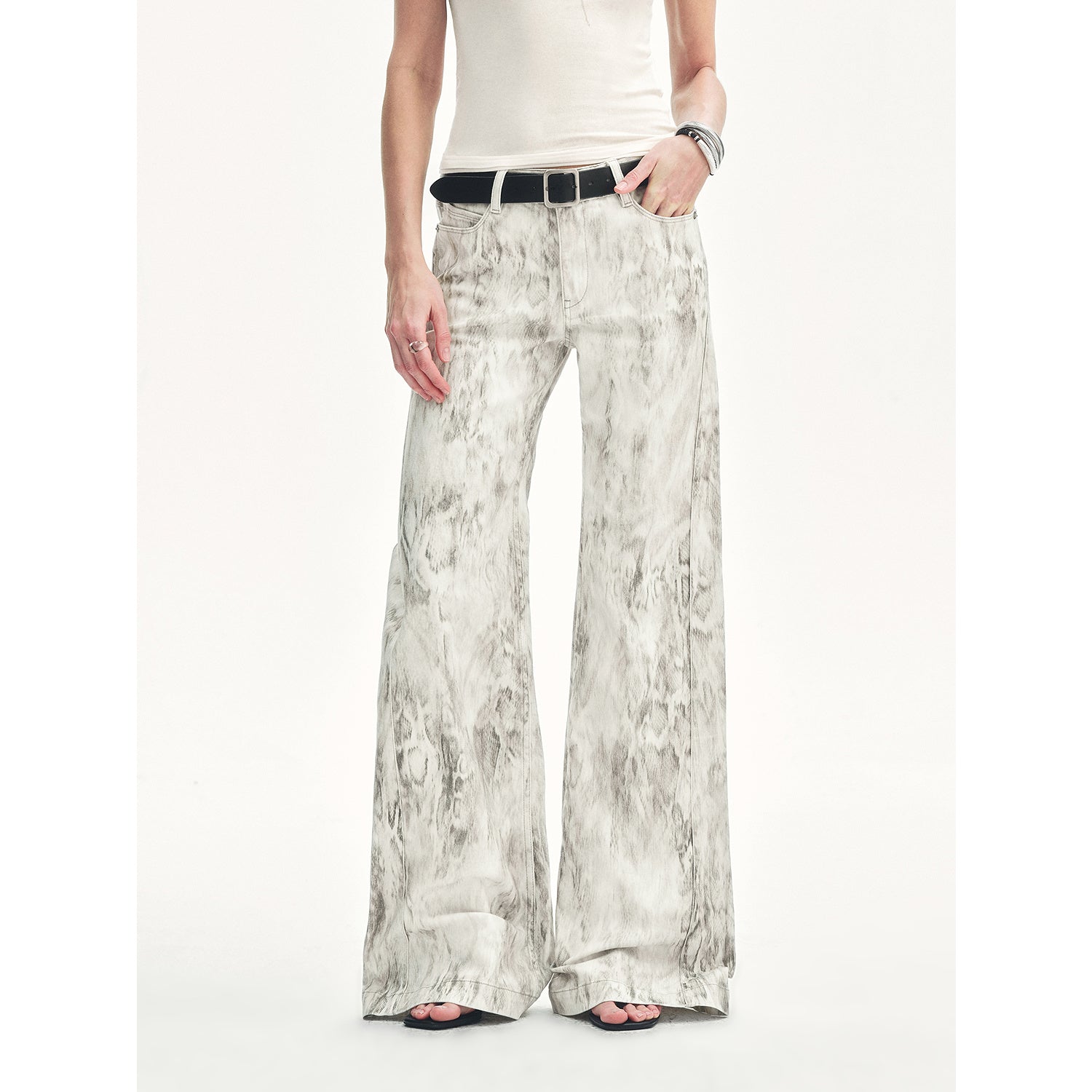 Phantom original snake print flared denim trousers