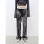 Winter Date fashionable slim silhouette permeation printing and dyeing process loose knitted straight pants