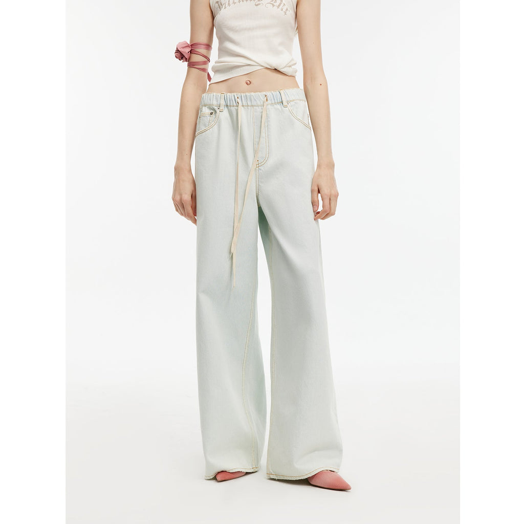 Mint Whisper luxury brand same version Turkish imported washed sports style wide-leg jeans spring and summer