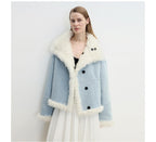 Mint GlacierFlip Collar Reversible Shearling Denim Wool Jacket