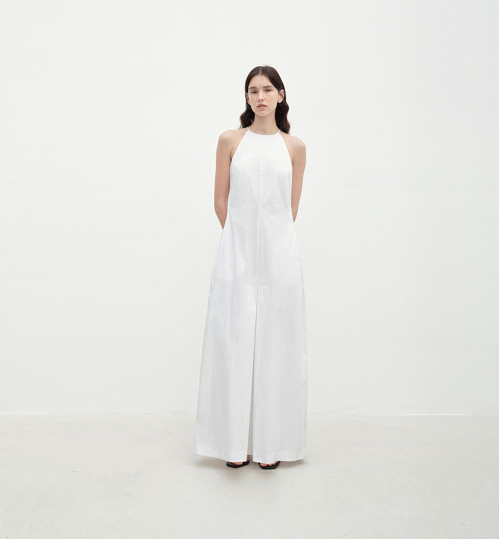 Piano Music halterneck waist-cinching cocoon dress